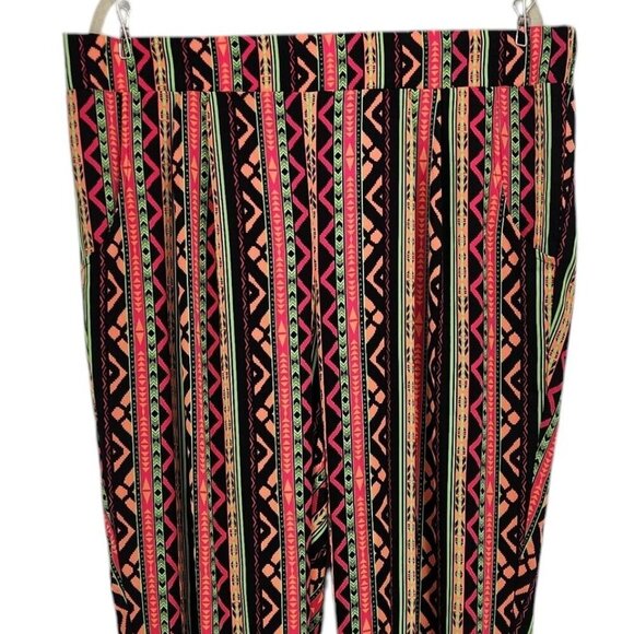 Flash Retro Neon Multicolor Tapered Pants Womens 1X - Picture 2 of 8